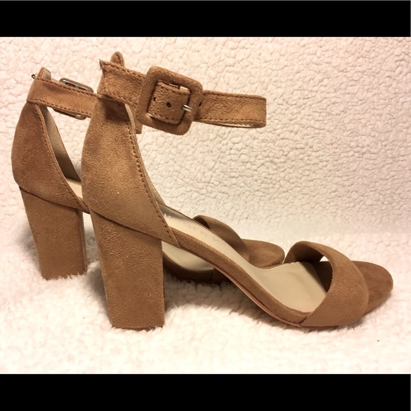Tan Chunky High Heel with Buckle Ankle Strap - Picture 2 of 6